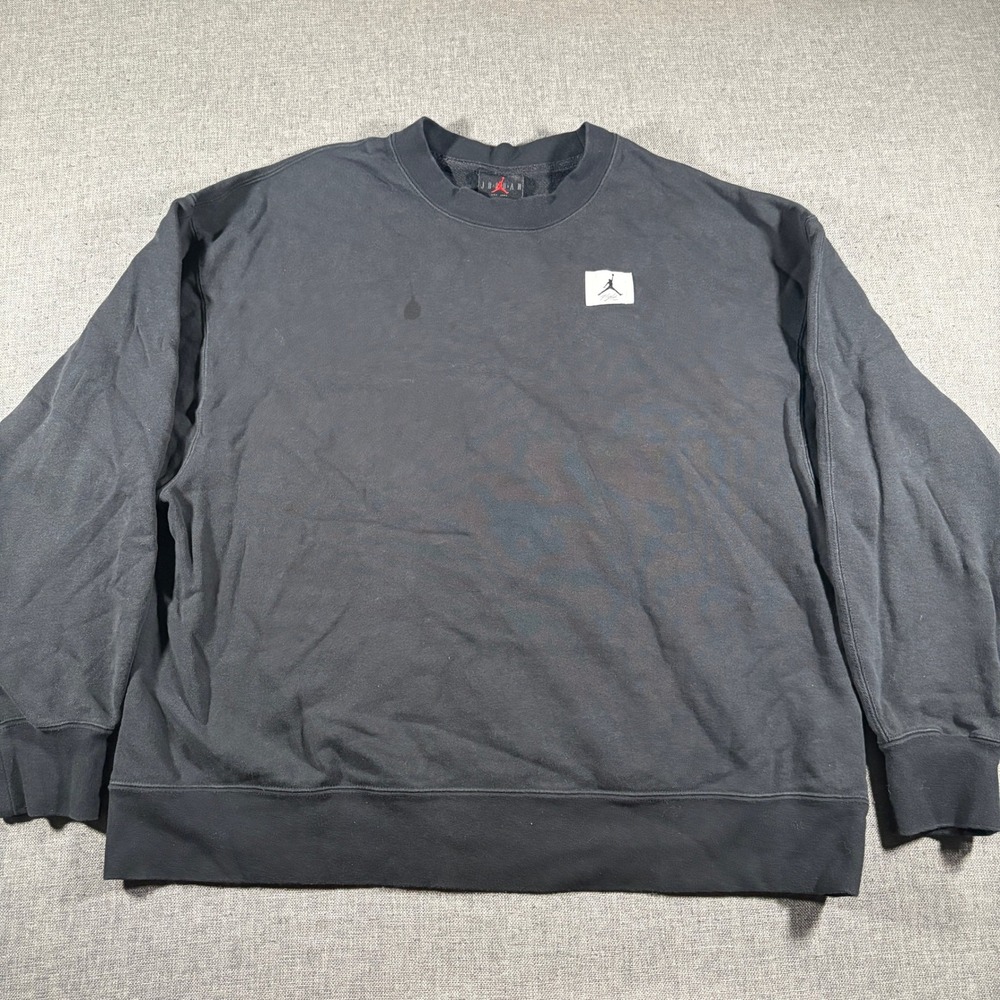 Jordan Sweatshirt Mens Medium Black Oversized Flight Jumpman Crewneck Pullover